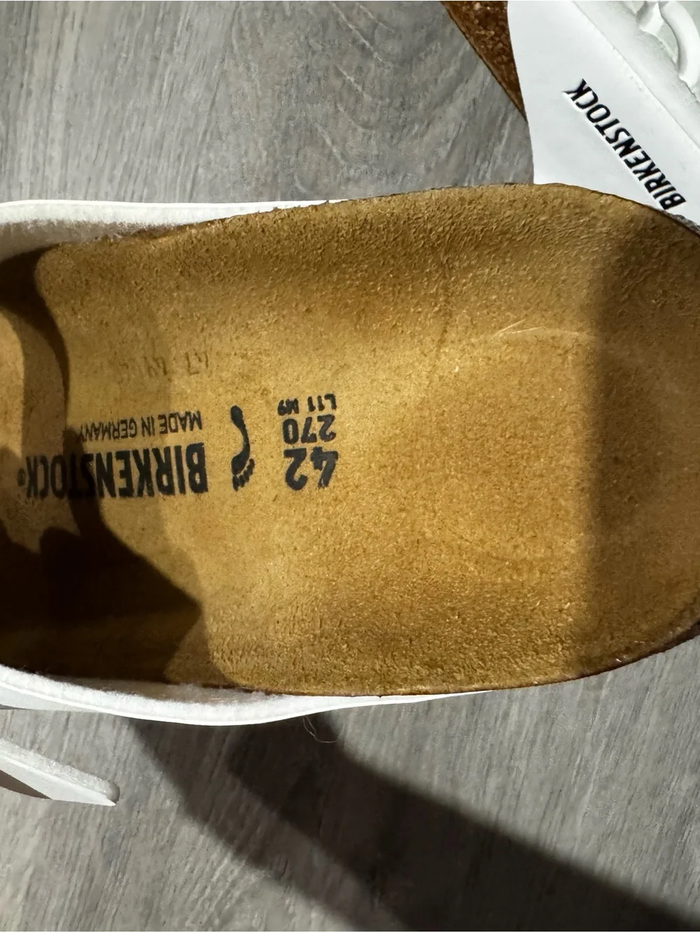 Birkenstock White Arizona Sandals with Suede Footbed - Picture 3 of 4